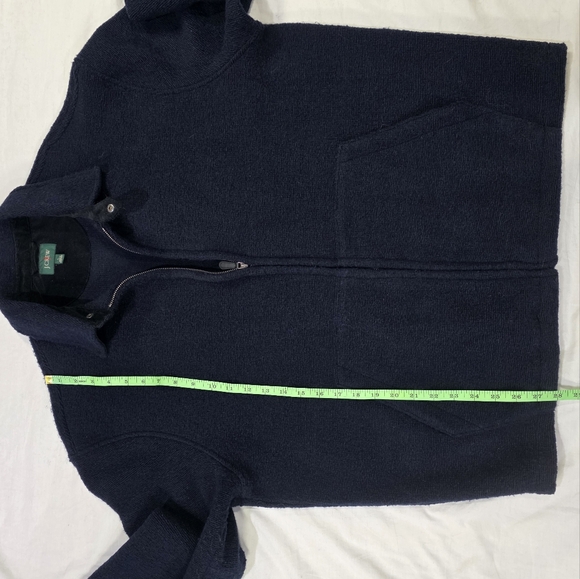 J. Crew Oarsman Classic Wool Blend Navy Hybrid Sweater Fleece Zip-Up Jacket. L - Picture 9 of 10